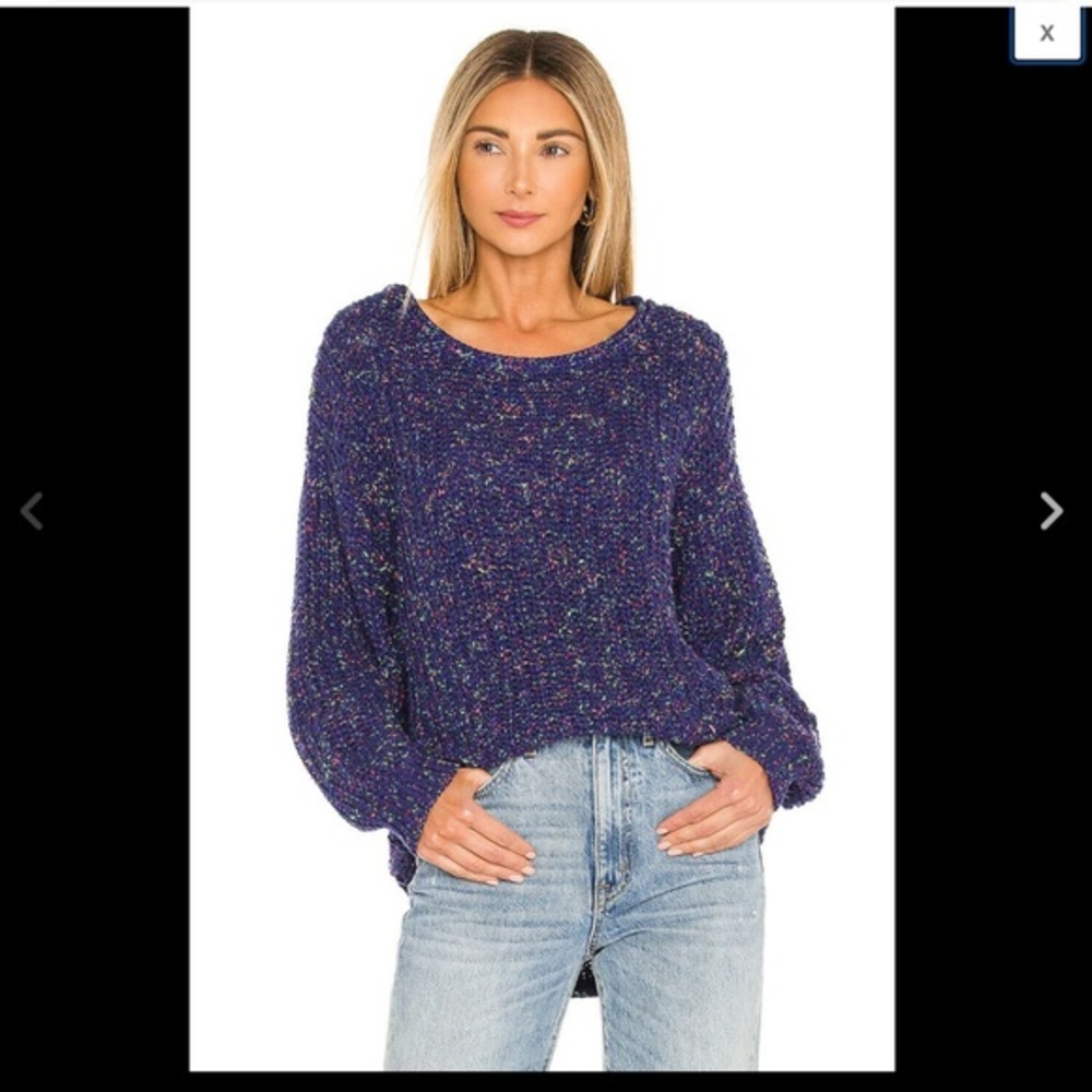 NWT Free People Neon Lights Oversized Loose Knit Crewneck Sweater Medium